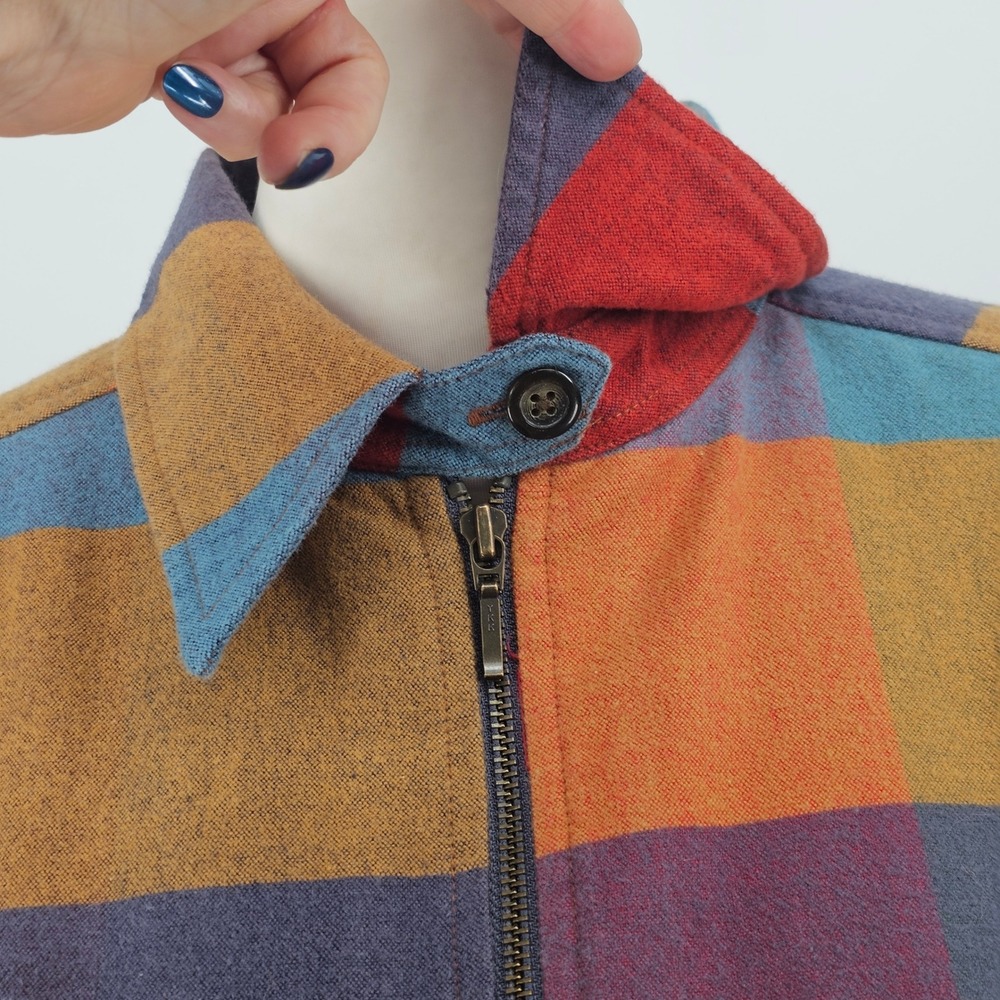 Vintage Eddie Bauer Half Zip Pullover Flannel Shirt L Multicolor Gorpcore Casual - Picture 4 of 11